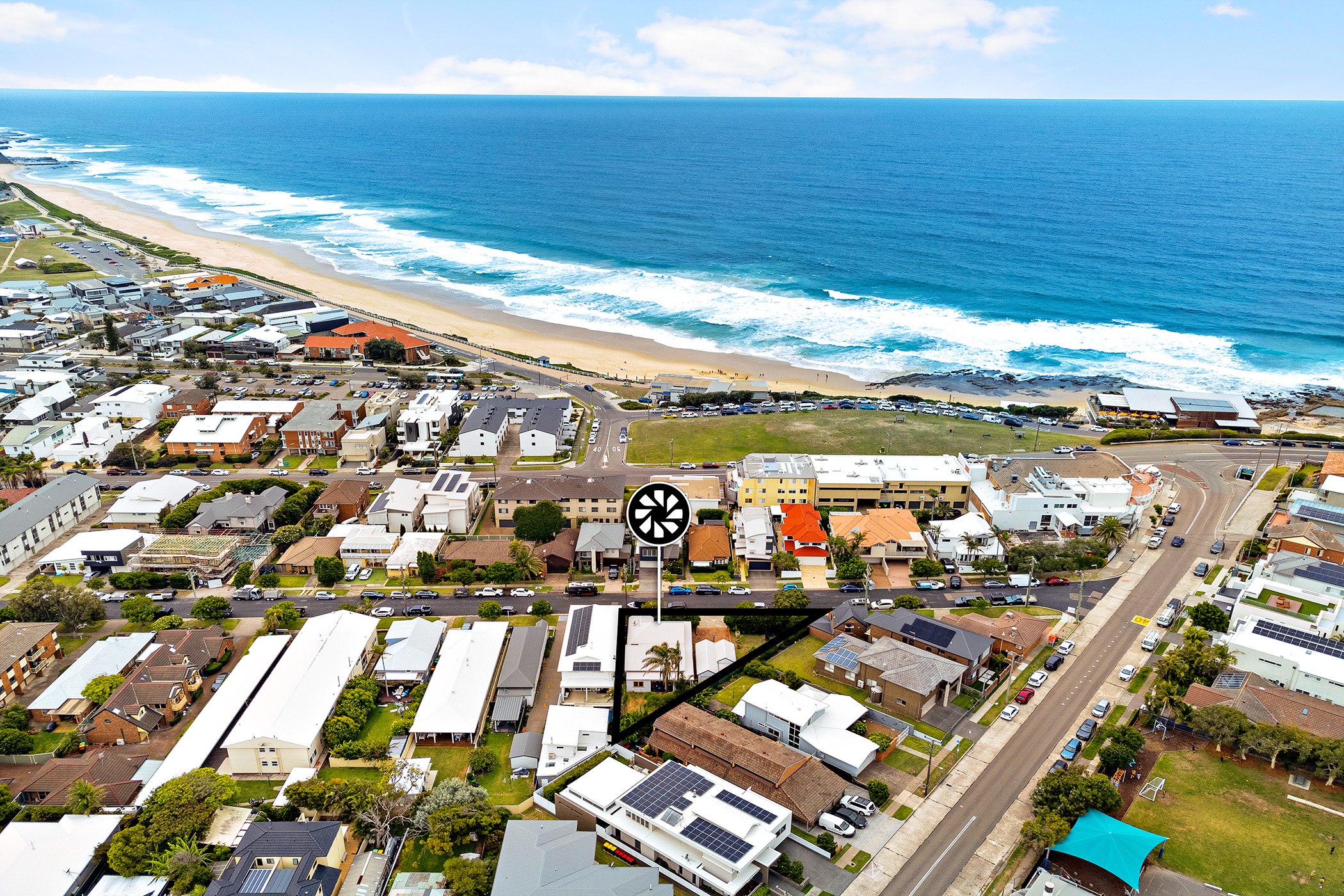 Aerial view of local blocks showing land size, access and site layout potential