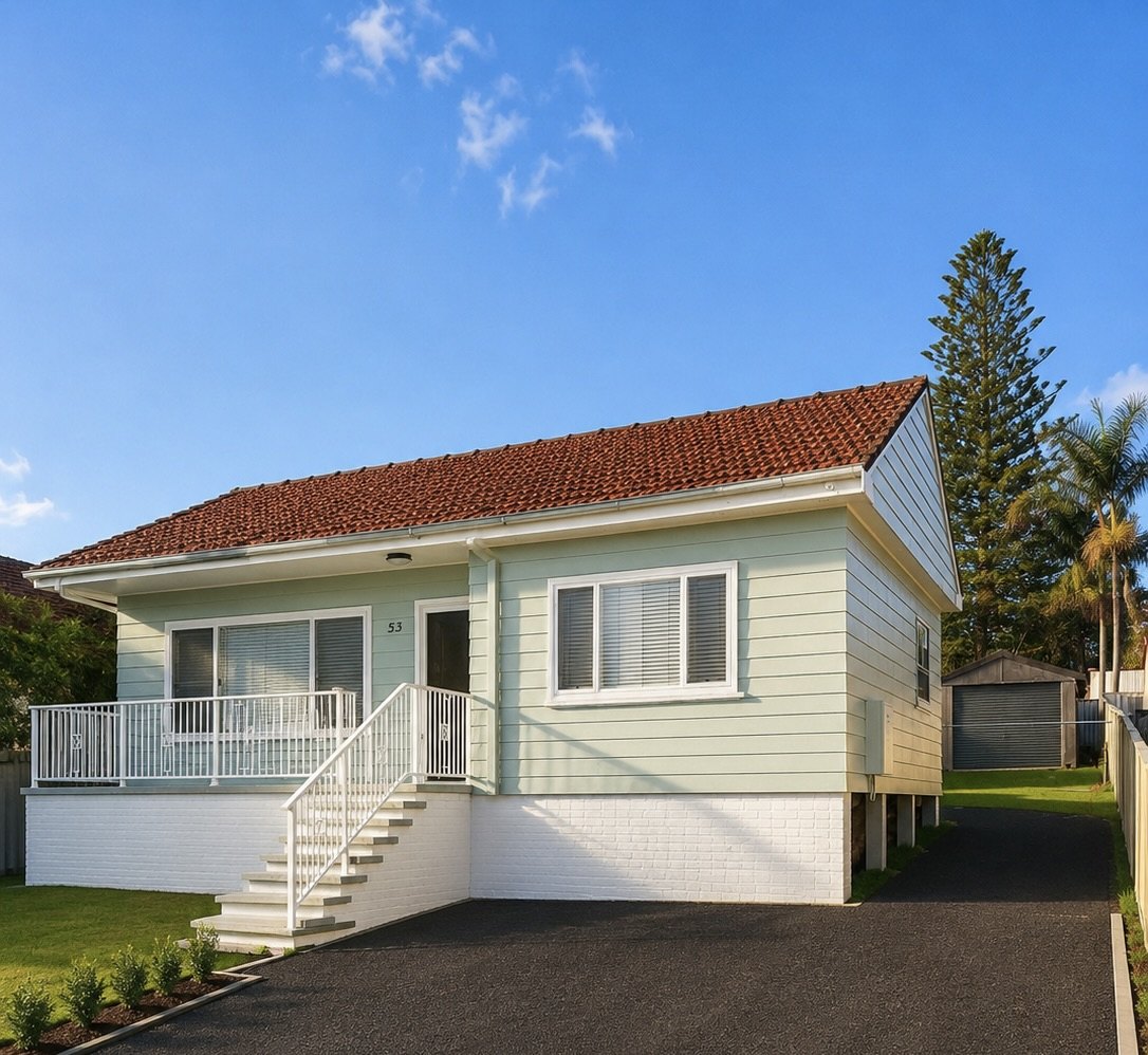 Representative Newcastle region weatherboard home exterior